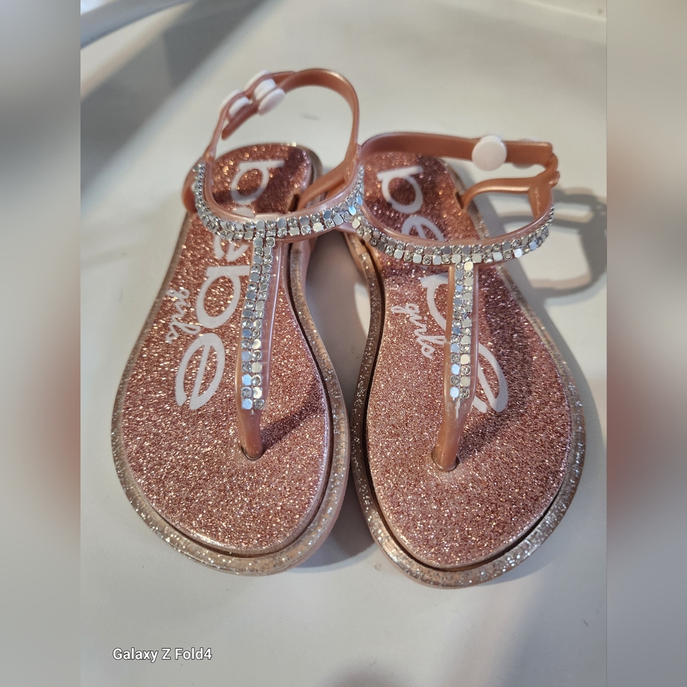 Glittery Pink Kids Sandals Sz 9/10 Large - Picture 1 of 4